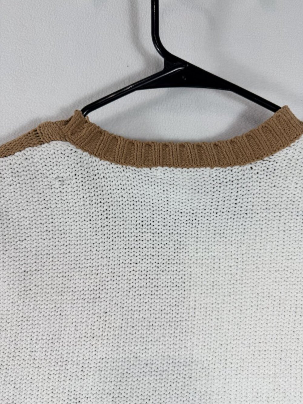 Derek Heart Women’s Small Brown Ivory Colorblock Cable Knit Cropped Sweater - Picture 13 of 15